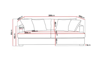 Rossita 3-sits Djup Soffa i Manchester - Offwhite - Möbler - Soffa - Sammetssoffa