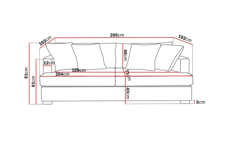 Rossita 3-sits Djup Soffa i Manchester - Taupe - Möbler - Soffa - Sammetssoffa