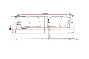 Rossita 3-sits Djup Soffa i Tyg - Brun - Möbler - Soffa - 3 sits soffa