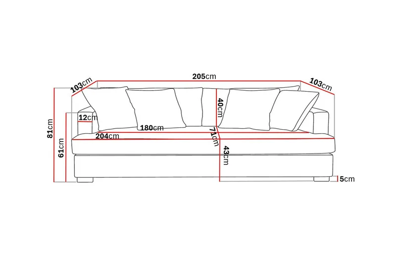 Rossita 3-sits Djup Soffa med Hel dyna i Bouclé - Beige - Möbler - Soffa - 3 sits soffa