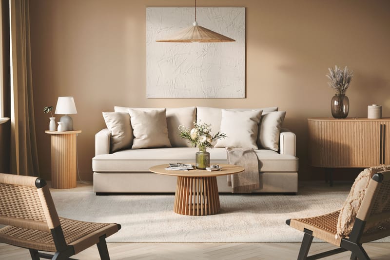 Rossita 3-sits Djup Soffa med Hel dyna i Bouclé - Beige - Möbler - Soffa - 3 sits soffa