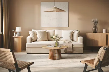 Rossita 3-sits Djup Soffa med hel dyna i Chenille - Beige - Möbler - Soffa - 3 sits soffa