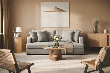 Rossita 3-sits Djup Soffa med hel dyna i Chenille - Grå - Möbler - Soffa - 3 sits soffa