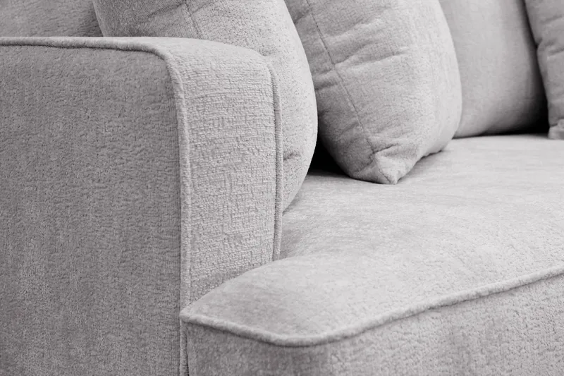Rossita 3-sits Djup Soffa med hel dyna i Chenille - Trenza 03, Grå Chenille - Möbler - Soffa - 3 sits soffa