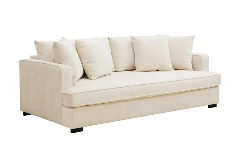 Rossita 3-sits Djup Soffa med hel dyna i Chenille - Trenza 06, Beige Chenille - Möbler - Soffa - 3 sits soffa