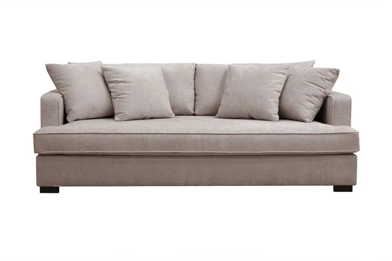 Rossita 3-sits Djup Soffa med hel dyna i Chenille - Trenza 08, Grå/Brun Chenille - Möbler - Soffa - 3 sits soffa