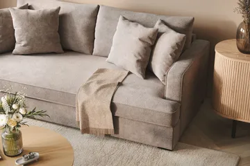 Rossita 3-sits Djup Soffa med hel dyna i Chenille - Trenza 08, Grå/Brun Chenille - Möbler - Soffa - 3 sits soffa