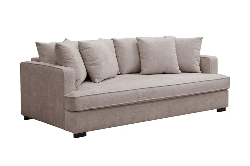 Rossita 3-sits Djup Soffa med hel dyna i Chenille - Trenza 08, Grå/Brun Chenille - Möbler - Soffa - 3 sits soffa