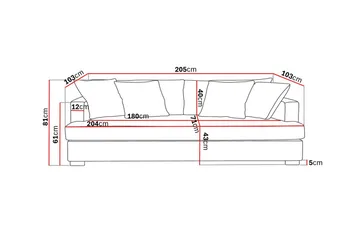 Rossita 3-sits Djup Soffa med hel dyna i Tyg - Beige - Möbler - Soffa - 3 sits soffa