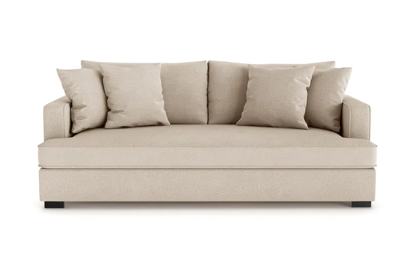Rossita 3-sits Djup Soffa med hel dyna i Tyg, Beige