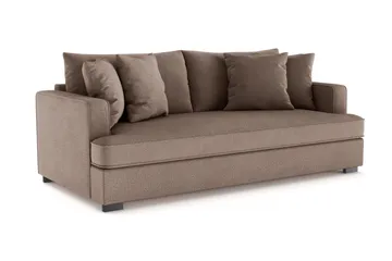 Rossita 3-sits Djup Soffa med hel dyna i Tyg - Brun - Möbler - Soffa - 3 sits soffa