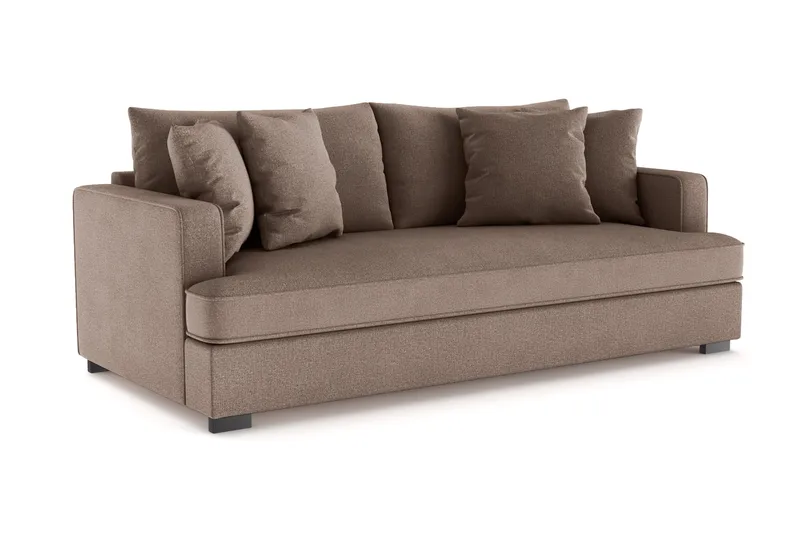 Rossita 3-sits Djup Soffa med hel dyna i Tyg - Brun - Möbler - Soffa - 3 sits soffa