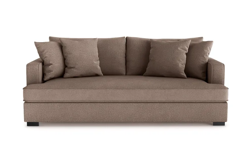 Rossita 3-sits Djup Soffa med hel dyna i Tyg - Brun - Möbler - Soffa - 3 sits soffa