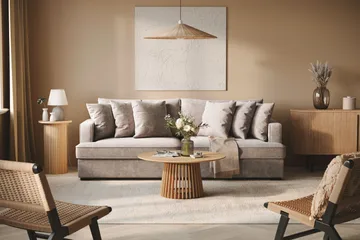 Rossita 4-sits Djup Soffa i Chenille - Grå / Brun - Möbler - Soffa - 4 sits soffa