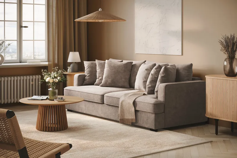 Rossita 4-sits Djup Soffa i Chenille - Grå / Brun - Möbler - Soffa - 4 sits soffa