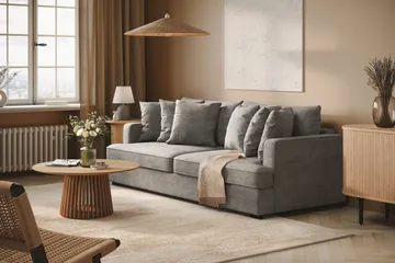 Rossita 4-sits Djup Soffa i Chenille - Ljus Grå - Möbler - Soffa - 4 sits soffa