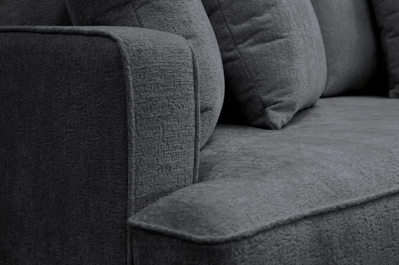Rossita 4-sits Djup Soffa i Chenille - Trenza 01, Svart Chenille - Möbler - Soffa - 4 sits soffa