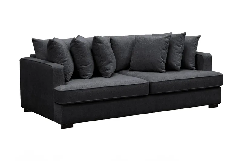 Rossita 4-sits Djup Soffa i Chenille - Trenza 01, Svart Chenille - Möbler - Soffa - 4 sits soffa