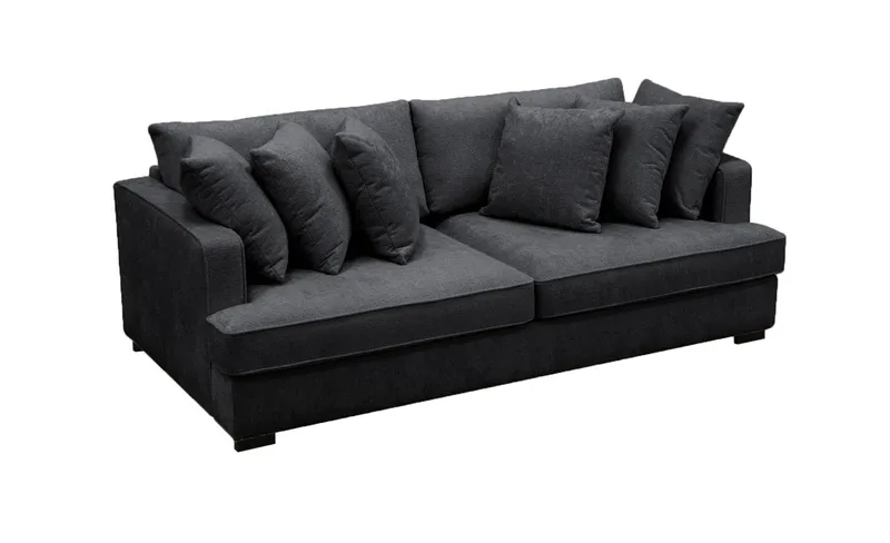 Rossita 4-sits Djup Soffa i Chenille - Trenza 01, Svart Chenille - Möbler - Soffa - 4 sits soffa