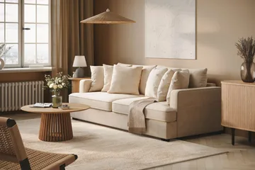 Rossita 4-sits Djup Soffa i Chenille - Trenza 06, Beige Chenille - Möbler - Soffa - 4 sits soffa