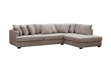 Rossita 4-sits Högervänd L-formad Djup Schäslongsoffa i Chenille - Grå / Brun - Möbler - Soffa - Divansoffa & schäslongsoffa - 4 sits soffa med divan