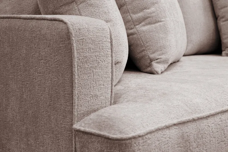 Rossita 4-sits Högervänd L-formad Djup Schäslongsoffa i Chenille - Grå / Brun - Möbler - Soffa - Divansoffa & schäslongsoffa - 4 sits soffa med divan