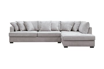 Rossita 4-sits Högervänd L-formad Djup Schäslongsoffa i Chenille - Grå / Brun - Möbler - Soffa - Divansoffa & schäslongsoffa - 4 sits soffa med divan