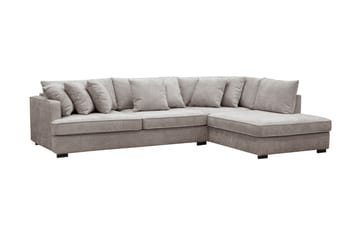 Rossita 4-sits Högervänd L-formad Djup Schäslongsoffa i Chenille - Grå / Brun - Möbler - Soffa - Divansoffa & schäslongsoffa - 4 sits soffa med divan