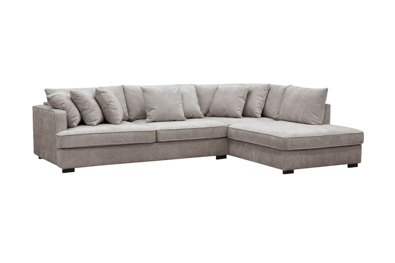 Rossita 4-sits Högervänd L-formad Djup Schäslongsoffa i Chenille - Grå / Brun - Möbler - Soffa - Divansoffa & schäslongsoffa - 4 sits soffa med divan
