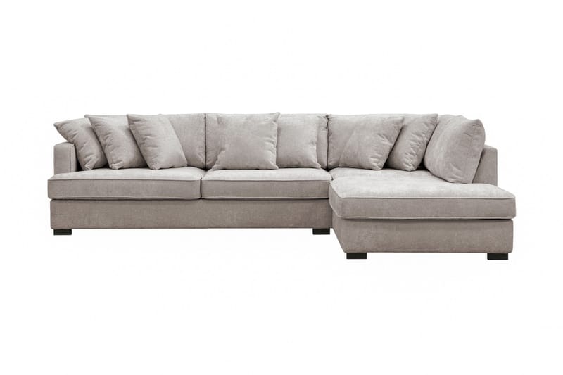 Rossita 4-sits Högervänd L-formad Djup Schäslongsoffa i Chenille, Grå / Brun