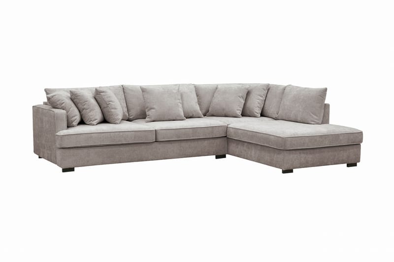 Rossita 4-sits Högervänd L-formad Djup Schäslongsoffa i Chenille - Grå / Brun - Möbler - Soffa - Divansoffa & schäslongsoffa - 4 sits soffa med divan