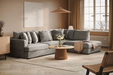 Rossita 4-sits Högervänd L-formad Djup Schäslongsoffa i Chenille - Grå - Möbler - Soffa - Divansoffa & schäslongsoffa - 4 sits soffa med divan