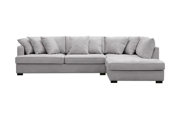 Rossita 4-sits Högervänd L-formad Djup Schäslongsoffa i Chenille - Grå - Möbler - Soffa - Divansoffa & schäslongsoffa - 4 sits soffa med divan