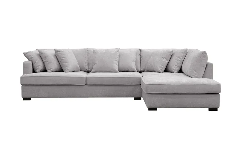 Rossita 4-sits Högervänd L-formad Djup Schäslongsoffa i Chenille - Grå - Möbler - Soffa - Divansoffa & schäslongsoffa - 4 sits soffa med divan