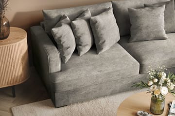 Rossita 4-sits Högervänd L-formad Djup Schäslongsoffa i Chenille - Grå - Möbler - Soffa - Divansoffa & schäslongsoffa - 4 sits soffa med divan