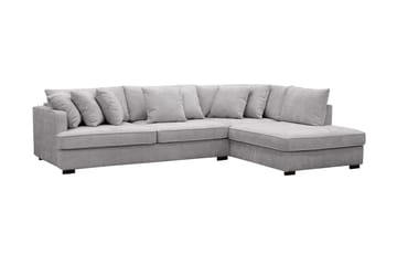 Rossita 4-sits Högervänd L-formad Djup Schäslongsoffa i Chenille - Grå - Möbler - Soffa - Divansoffa & schäslongsoffa - 4 sits soffa med divan