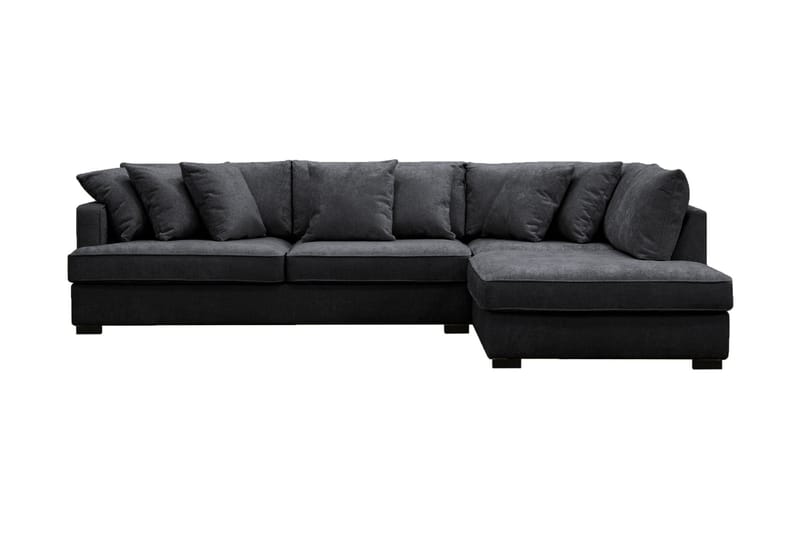 Rossita 4-sits Högervänd L-formad Djup Schäslongsoffa i Chenille - Svart - Möbler - Soffa - Divansoffa & schäslongsoffa - 4 sits soffa med divan