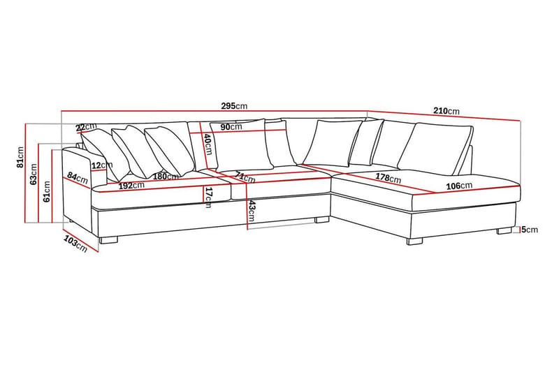 Rossita 4-sits Högervänd L-formad Djup Schäslongsoffa i Manchester - Brun - Möbler - Soffa - Divansoffa & schäslongsoffa - 4 sits soffa med divan