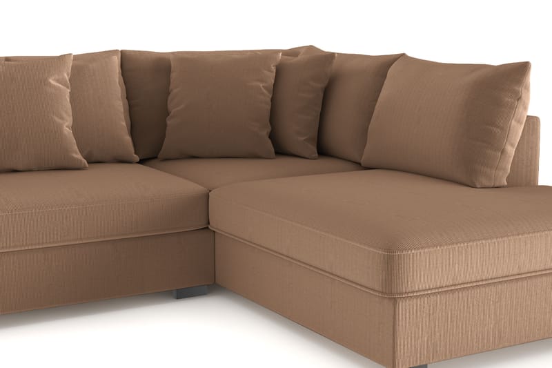 Rossita 4-sits Högervänd L-formad Djup Schäslongsoffa i Manchester - Brun - Möbler - Soffa - Divansoffa & schäslongsoffa - 4 sits soffa med divan