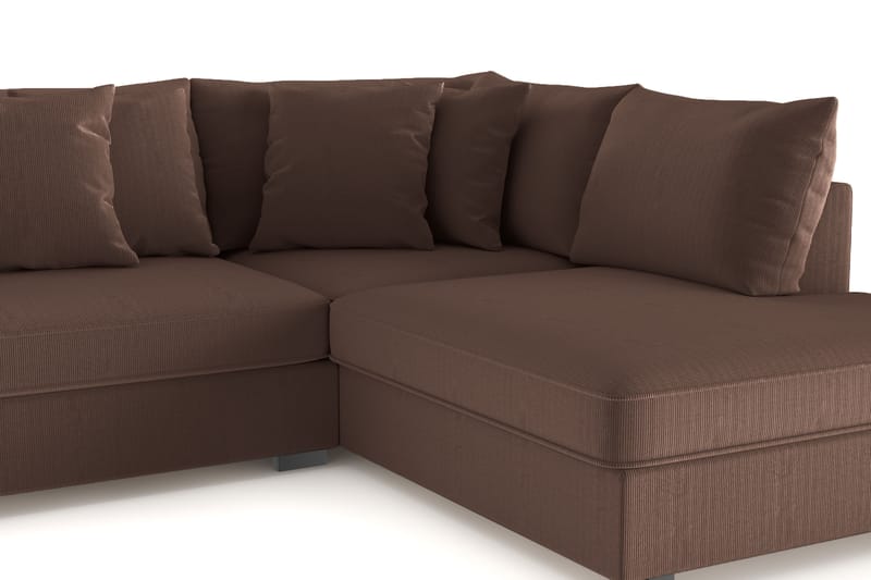Rossita 4-sits Högervänd L-formad Djup Schäslongsoffa i Manchester - Brun - Möbler - Soffa - Divansoffa & schäslongsoffa - 4 sits soffa med divan