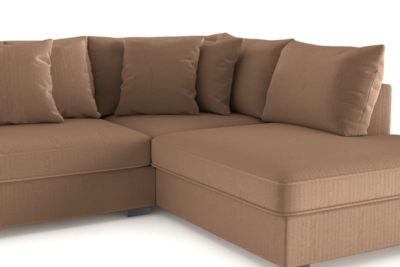 Rossita 4-sits Högervänd L-formad Djup Schäslongsoffa i Manchester - Brun - Möbler - Soffa - Divansoffa & schäslongsoffa - 4 sits soffa med divan