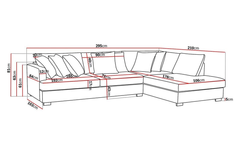Rossita 4-sits Högervänd L-formad Djup Schäslongsoffa i Manchester - Greige - Möbler - Soffa - Divansoffa & schäslongsoffa - 4 sits soffa med divan