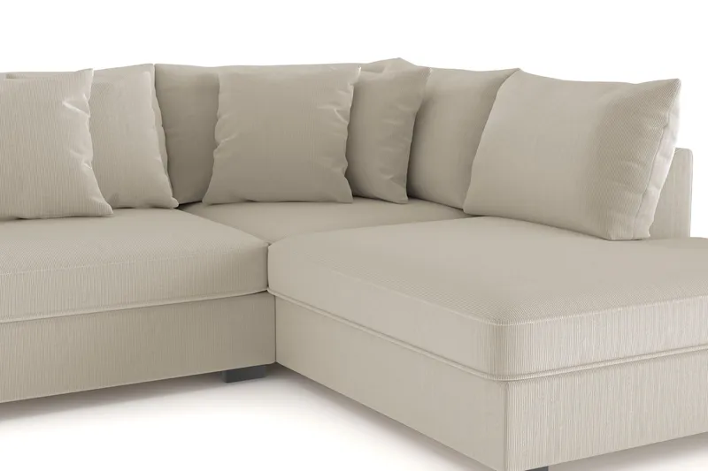 Rossita 4-sits Högervänd L-formad Djup Schäslongsoffa i Manchester - Greige - Möbler - Soffa - Divansoffa & schäslongsoffa - 4 sits soffa med divan