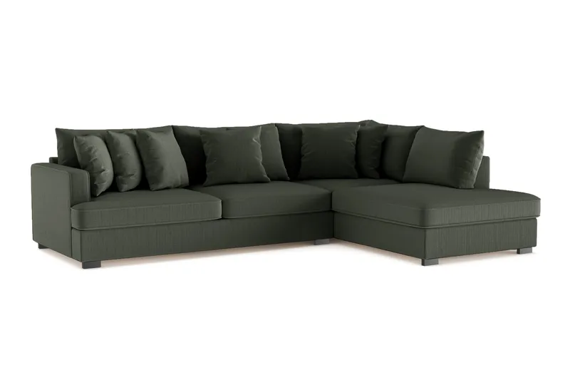 Rossita 4-sits Högervänd L-formad Djup Schäslongsoffa i Manchester - Mörkgrön - Möbler - Soffa - Divansoffa & schäslongsoffa - 4 sits soffa med divan