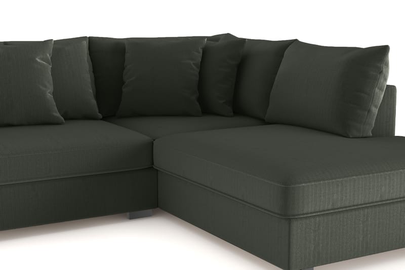 Rossita 4-sits Högervänd L-formad Djup Schäslongsoffa i Manchester - Mörkgrön - Möbler - Soffa - Divansoffa & schäslongsoffa - 4 sits soffa med divan