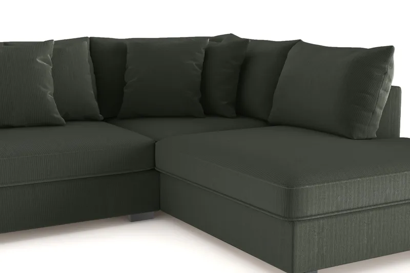 Rossita 4-sits Högervänd L-formad Djup Schäslongsoffa i Manchester - Mörkgrön - Möbler - Soffa - Divansoffa & schäslongsoffa - 4 sits soffa med divan