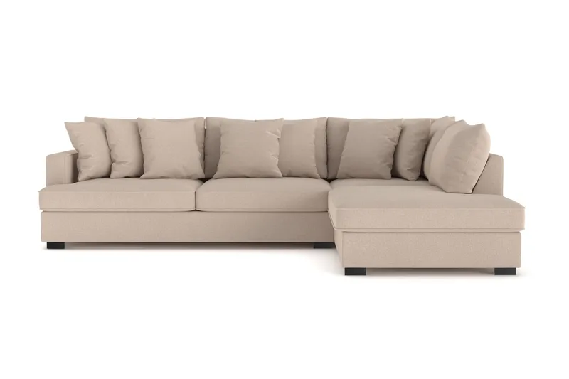 Rossita 4-sits Högervänd L-formad Djup Schäslongsoffa i Tyg - Beige - Möbler - Soffa - Divansoffa & schäslongsoffa - 4 sits soffa med divan