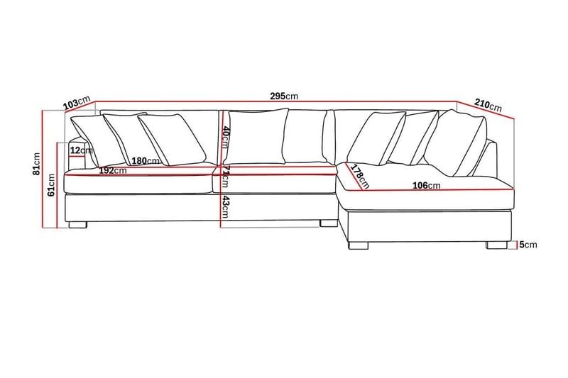 Rossita 4-sits Högervänd L-formad Djup Schäslongsoffa i Tyg - Beige - Möbler - Soffa - Divansoffa & schäslongsoffa - 4 sits soffa med divan