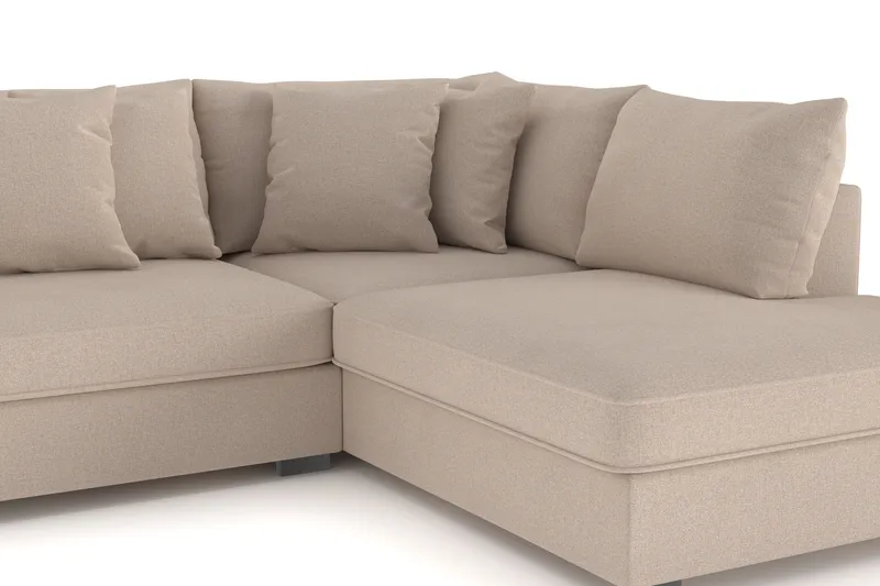 Rossita 4-sits Högervänd L-formad Djup Schäslongsoffa i Tyg - Beige - Möbler - Soffa - Divansoffa & schäslongsoffa - 4 sits soffa med divan