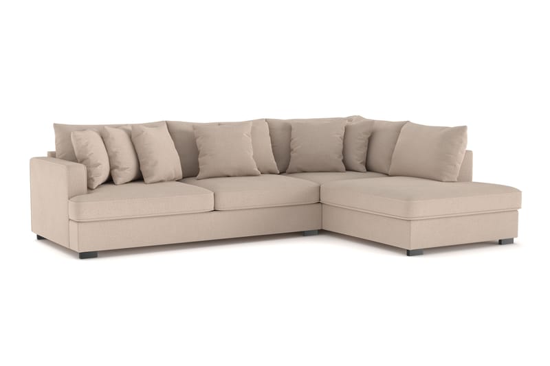 Rossita 4-sits Högervänd L-formad Djup Schäslongsoffa i Tyg - Beige - Möbler - Soffa - Divansoffa & schäslongsoffa - 4 sits soffa med divan